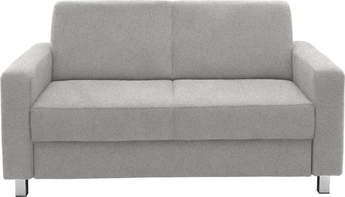 2-SITZER-SOFA in Flachgewebe Hellgrau  - Chromfarben/Hellgrau, Design, Textil/Metall (158/83/85cm) - Xora