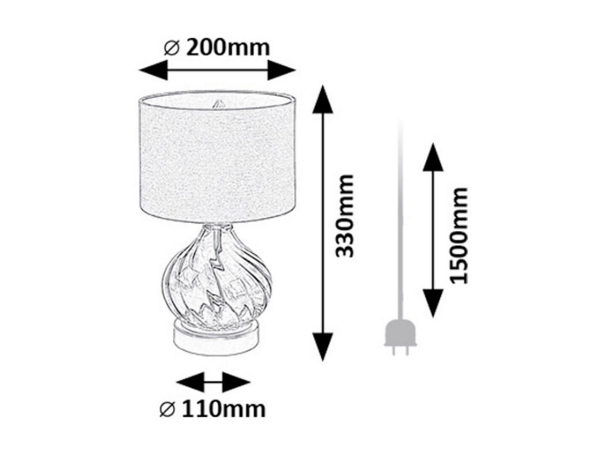 SVJETILJKA STOLNA Pirelo  - crna, Design, staklo/tekstil (20/33cm)