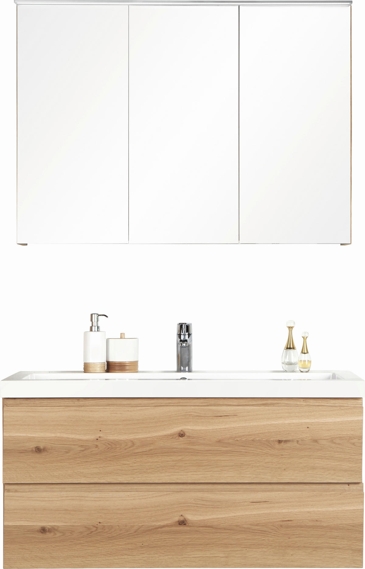 BADEZIMMER  in 105 cm  - Eichefarben, Design, Glas/Holz (105cm) - Novel