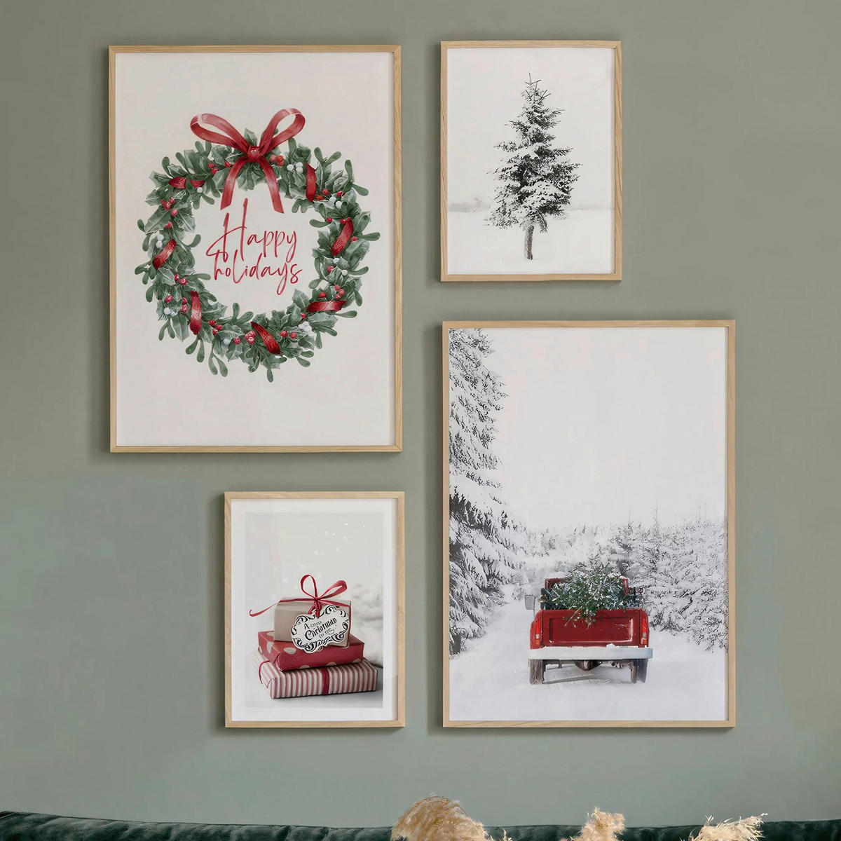 BILDERSET - Rot/Weiß, Basics, Holzwerkstoff - X-Mas