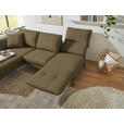 ECKSOFA  in Flachgewebe Khaki Armteilverstellung, Relaxfunktion, Drehsitzfunktion  175-224/255-365 cm  - Khaki/Schwarz, Design, Textil/Metall (175-224/255-365cm) - Dieter Knoll