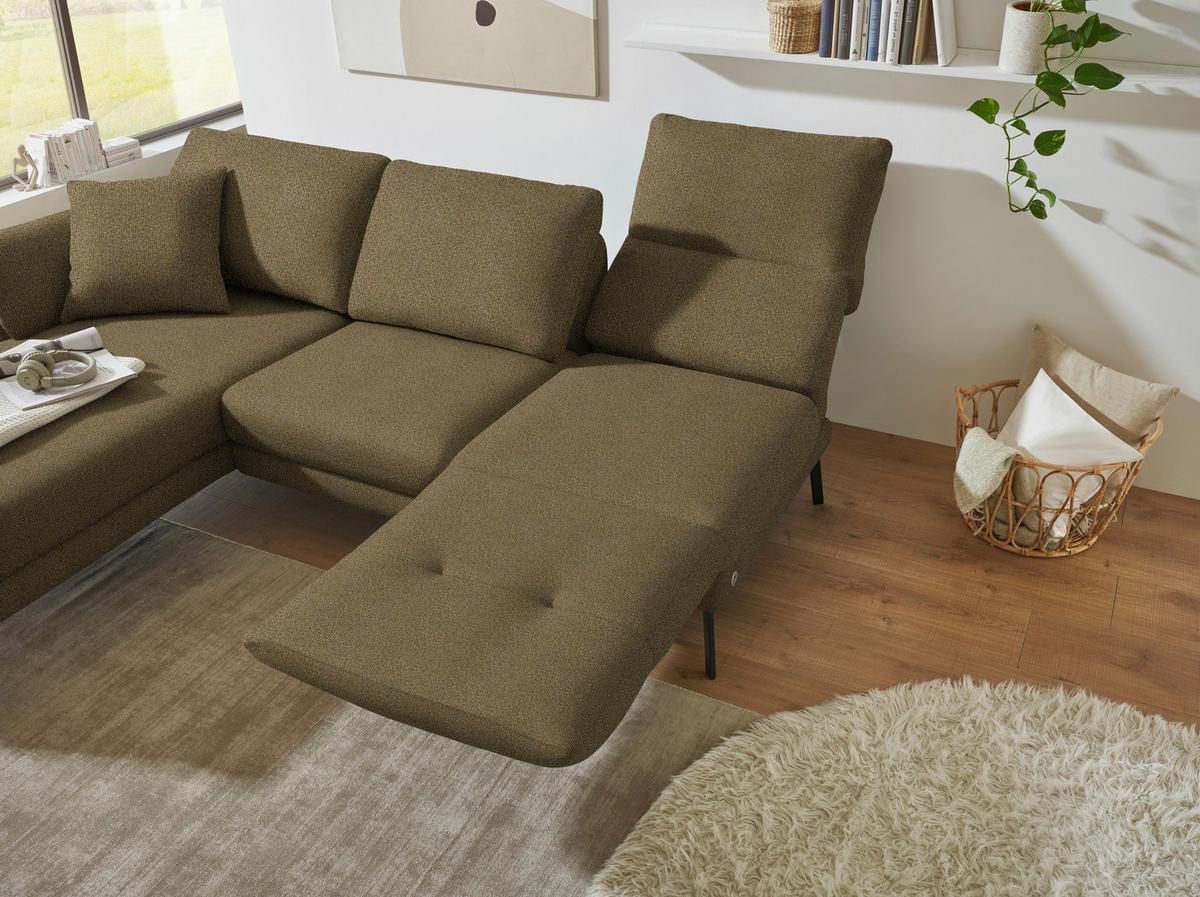 ECKSOFA  in Flachgewebe Khaki  175-224/255-365 cm  - Khaki/Schwarz, Design, Textil/Metall (175-224/255-365cm) - Dieter Knoll