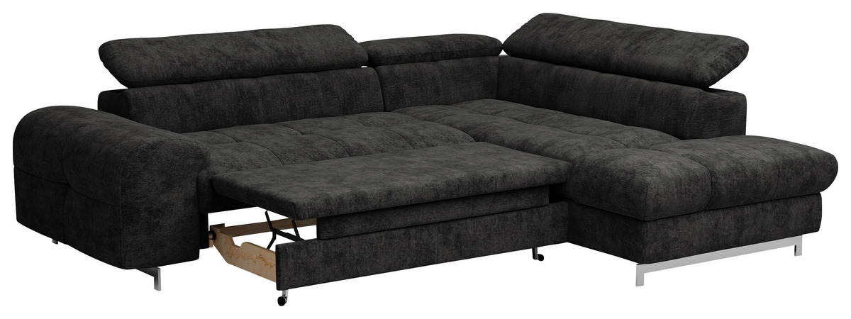 Freisteller von Livetastic ECKSOFA Schwarz Mikrofaser.