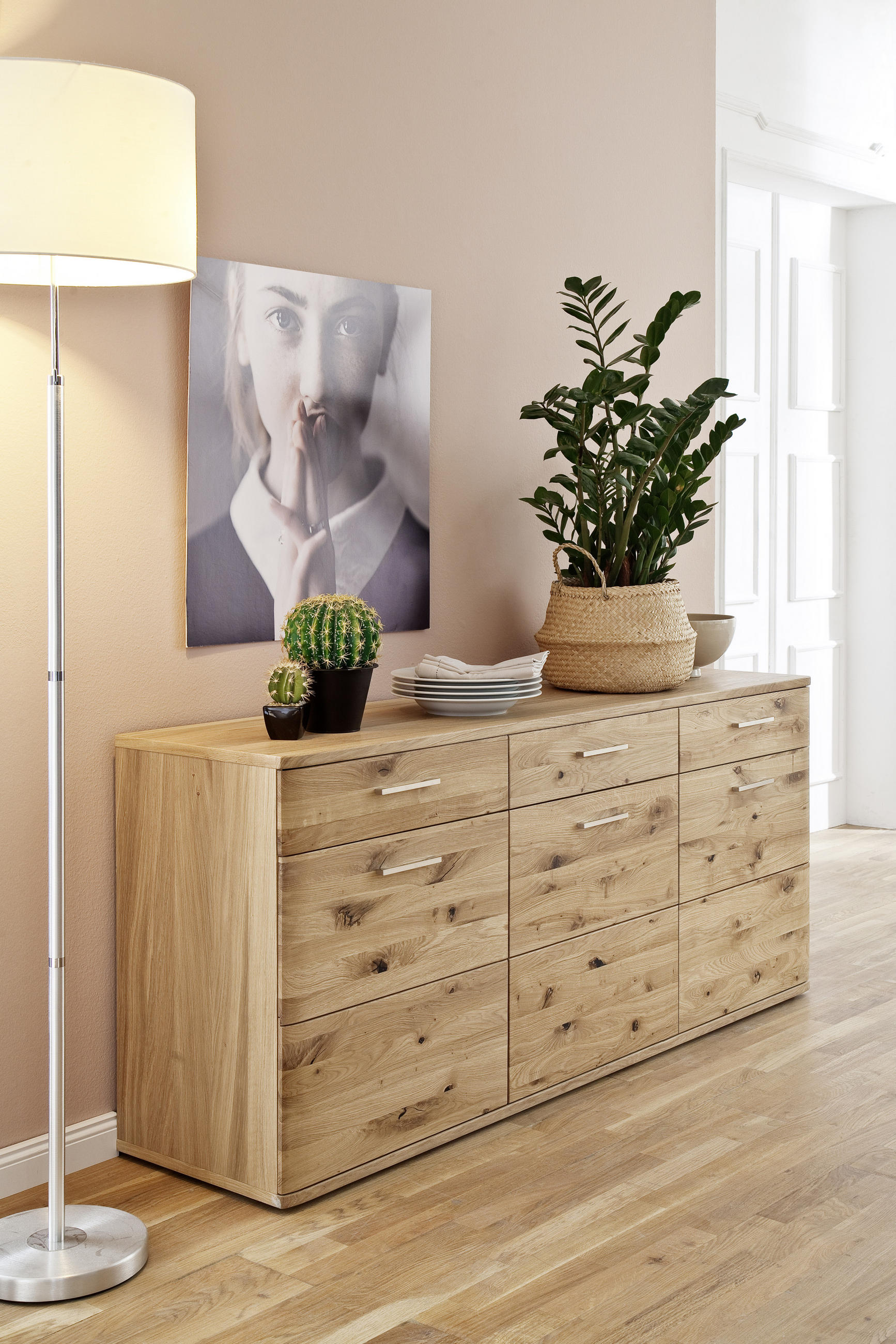 SIDEBOARD 180/78/44 cm  in Eichefarben  - Eichefarben/Schwarz, Design, Holz/Holzwerkstoff (180/78/44cm) - Livetastic