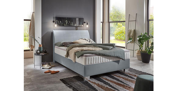 BOXSPRINGBETT 140/200 cm  in Pastellblau  - Chromfarben/Pastellblau, KONVENTIONELL, Kunststoff/Textil (140/200cm) - Hom`in