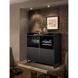 SIDEBOARD Mosel Weinschrank 125/120/58 cm  - Schwarz, KONVENTIONELL, Holzwerkstoff/Metall (125/120/58cm) - Carryhome