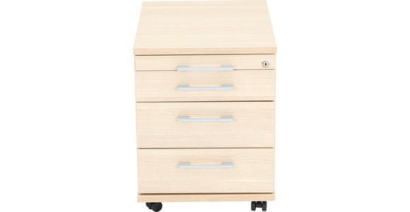 ROLLCONTAINER Eichefarben - Eichefarben/Alufarben, Design, Holzwerkstoff/Kunststoff (43,2/53,8/57,7cm) - Moderano