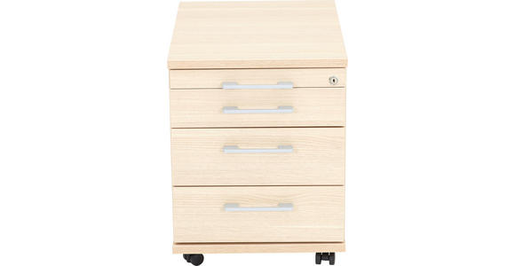 ROLLCONTAINER Eichefarben  - Eichefarben/Alufarben, Design, Holzwerkstoff/Kunststoff (43,2/53,8/57,7cm) - Moderano