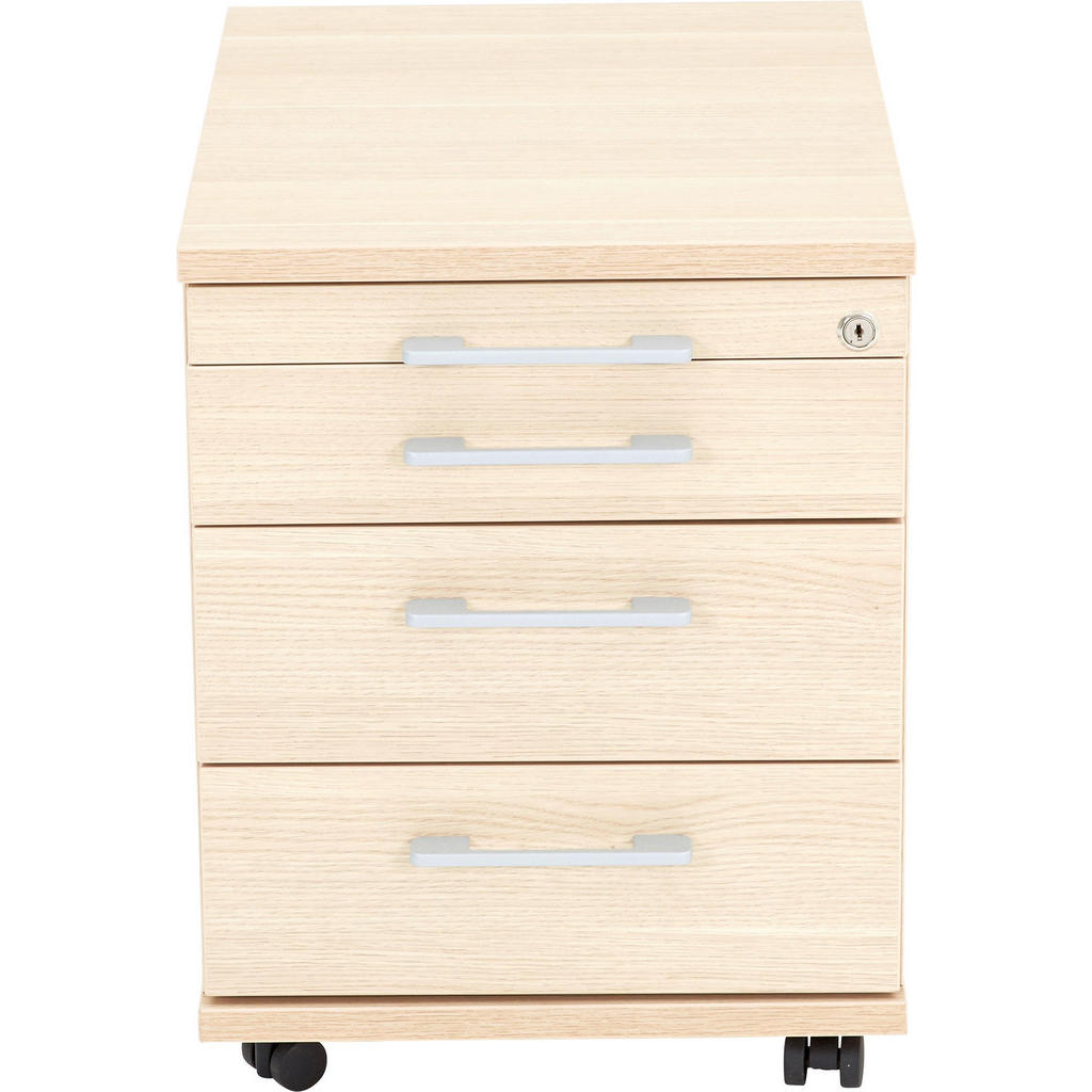 Thumbnail - Moderano Rollcontainer, Eiche, Metall, 4 Schubladen, 43.2x53.8x57.7 cm, Made in Germany, Typenauswahl, umfangreiches Zub...