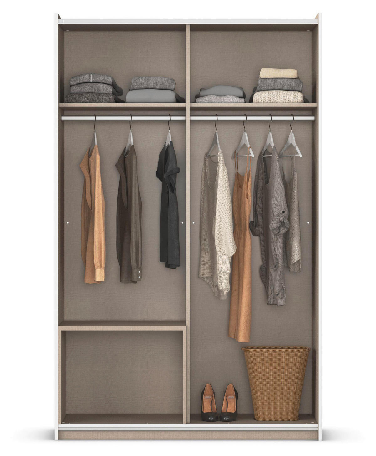 SCHWEBETÜRENSCHRANK  in Weiß  - Alufarben/Weiß, MODERN, Holzwerkstoff (131/210/59cm) - Rauch Möbel