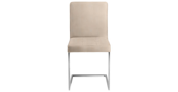 SCHWINGSTUHL in Stahl Mikrofaser - Edelstahlfarben/Beige, Design, Textil/Metall (45/91/58cm) - Moderano