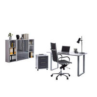 BÜRO erweiterbar, abschließbar Grau, Anthrazit Hochglanz - Anthrazit Hochglanz/Grau, MODERN, Holzwerkstoff/Metall - MID.YOU