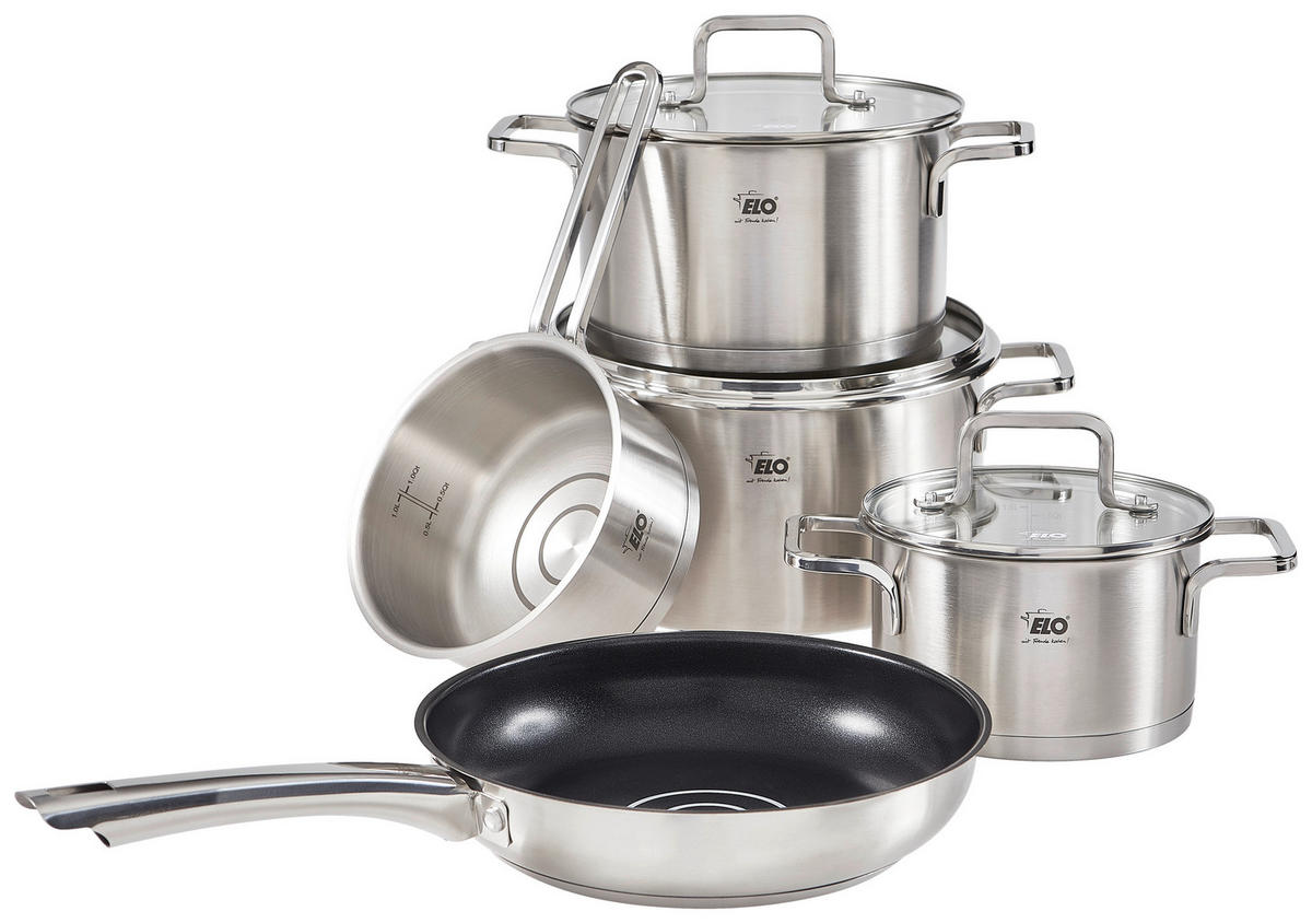 KOCHTOPFSET Topas 5-teilig  - Transparent/Silberfarben, Basics, Glas/Metall (32,5/18,5/51,5cm) - ELO