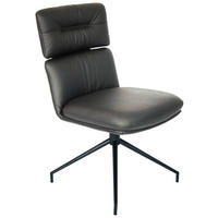 STUHL Echtleder Schwarz  - Schwarz, Design, Leder/Metall (50/92/64,5cm) - Dieter Knoll