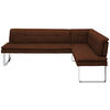 ECKBANK in Textil, Metall Dunkelbraun, Chromfarben  - Chromfarben/Dunkelbraun, Design, Textil/Metall (253/174cm) - Novel