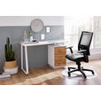 SCHREIBTISCH 140/44-60/76 cm  in Weiß, Eichefarben  - Eichefarben/Weiß, Design, Holzwerkstoff/Metall (140/44-60/76cm) - Xora