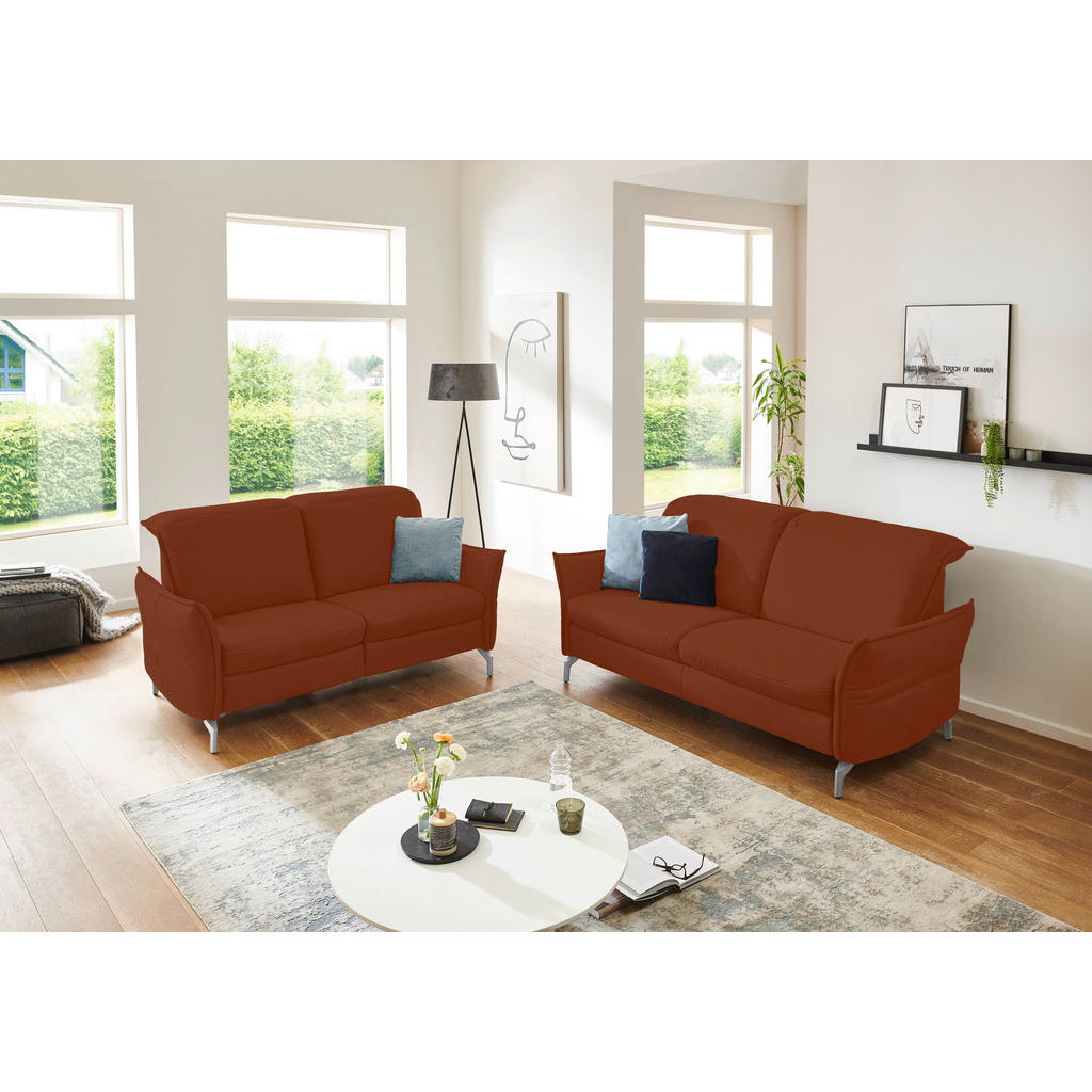 Thumbnail - Livetastic 2-Sitzer-Sofa, Cognac, Textil, 154x89x109 cm, Made in EU, Hocker erhältlich, Armteil links, rechts, Wohnzimme...