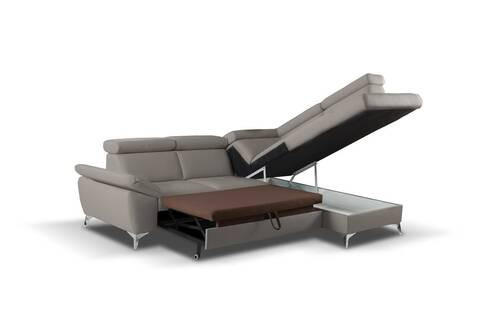 Thumbnail - Celina Home Wohnlandschaft, Schlamm, Leder, Kombination Echtleder/Lederlook, Rindleder, 5-Sitzer, Ottomane rechts, L-For...