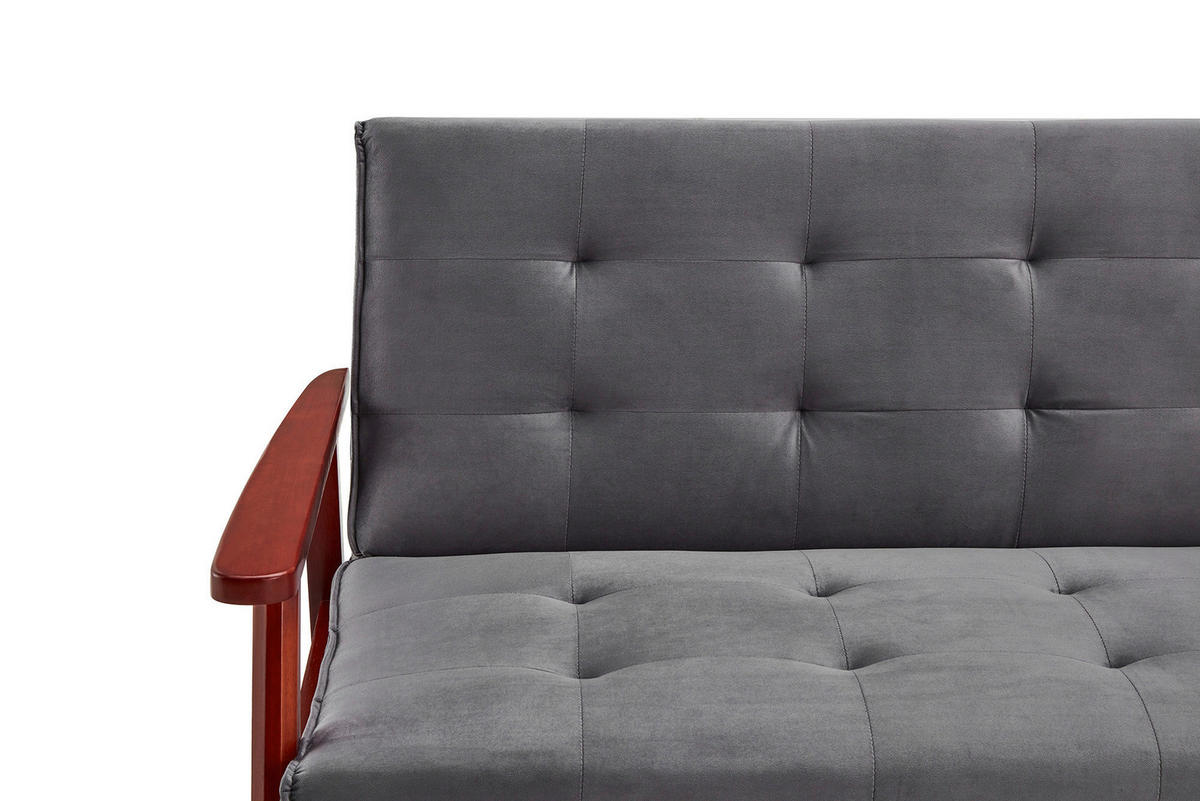 SCHLAFSOFA in Samt Kirschbaumfarben, Dunkelgrau  - Kirschbaumfarben/Dunkelgrau, MODERN, Holz/Textil (190/81/85cm) - Livetastic