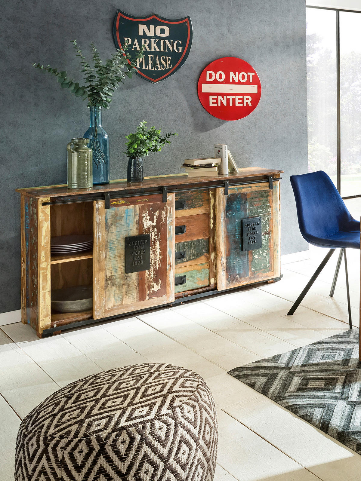 SIDEBOARD  150/81/38 cm 4 Schublade(n)  - Multicolor/Schwarz, Design, Holz/Metall (150/81/38cm) - MID.YOU