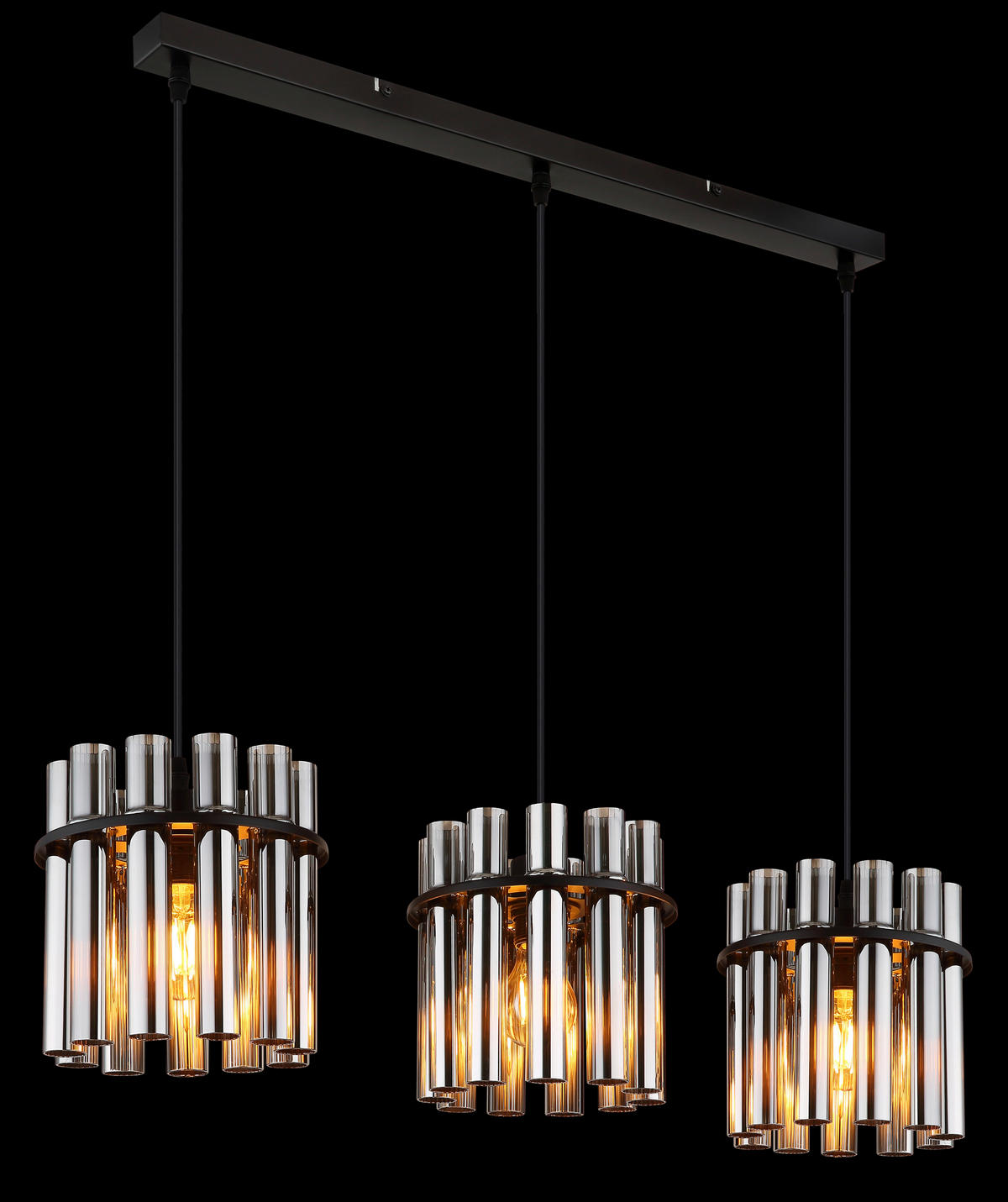 HÄNGELEUCHTE 80/20/120 cm  - Schwarz/Grau, Design, Glas/Kunststoff (80/20/120cm) - Globo