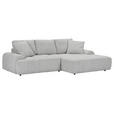 Ecksofa mit Funktion Greige Flachgewebe Zierkissen, Rückenkissen, Bettkasten, Schlaffunktion, Rücken echt, Liegefläche im Originalstoff  - Greige/Schwarz, KONVENTIONELL, Kunststoff/Textil (277/190cm) - Carryhome