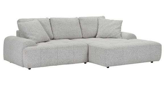 Ecksofa mit Funktion Greige Flachgewebe Zierkissen, Rückenkissen, Bettkasten, Schlaffunktion, Rücken echt, Liegefläche im Originalstoff  - Greige/Schwarz, KONVENTIONELL, Kunststoff/Textil (277/190cm) - Carryhome
