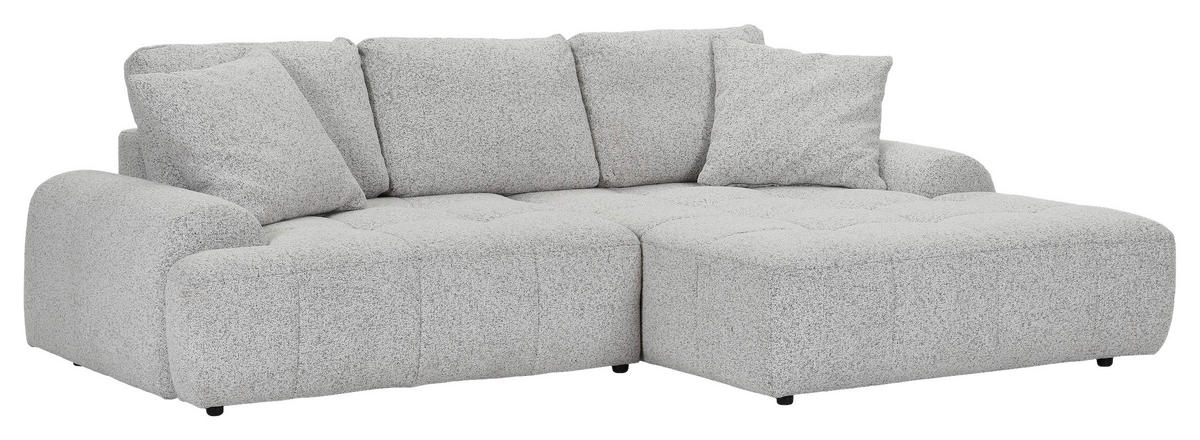 Ecksofa mit Funktion Greige Flachgewebe Zierkissen, Rückenkissen, Bettkasten, Schlaffunktion, Rücken echt, Liegefläche im Originalstoff  - Greige/Schwarz, KONVENTIONELL, Kunststoff/Textil (277/190cm) - Carryhome
