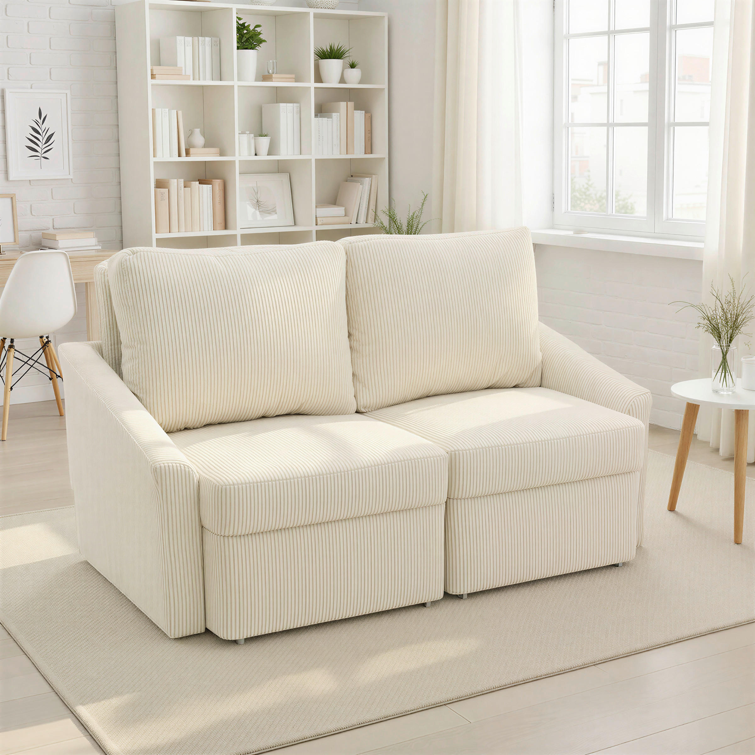 SCHLAFSOFA Mikrofaser Beige  - Beige/Schwarz, Basics, Kunststoff/Textil (168/86/96cm) - MID.YOU