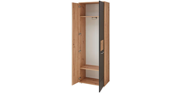 GARDEROBENSCHRANK 65/195/38 cm  - Chromfarben/Schwarz, Basics, Holzwerkstoff/Metall (65/195/38cm) - Xora