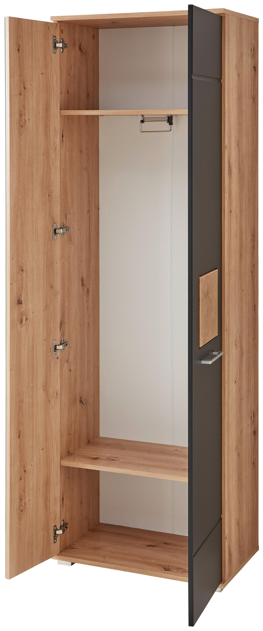 GARDEROBENSCHRANK in 65/195/38 cm - Chromfarben/Schwarz, Basics, Holzwerkstoff/Metall (65/195/38cm) - Xora
