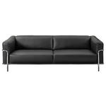 3-SITZER-SOFA in Echtleder Schwarz  - Chromfarben/Schwarz, Design, Leder/Metall (236/67/96cm) - Johann Jakob