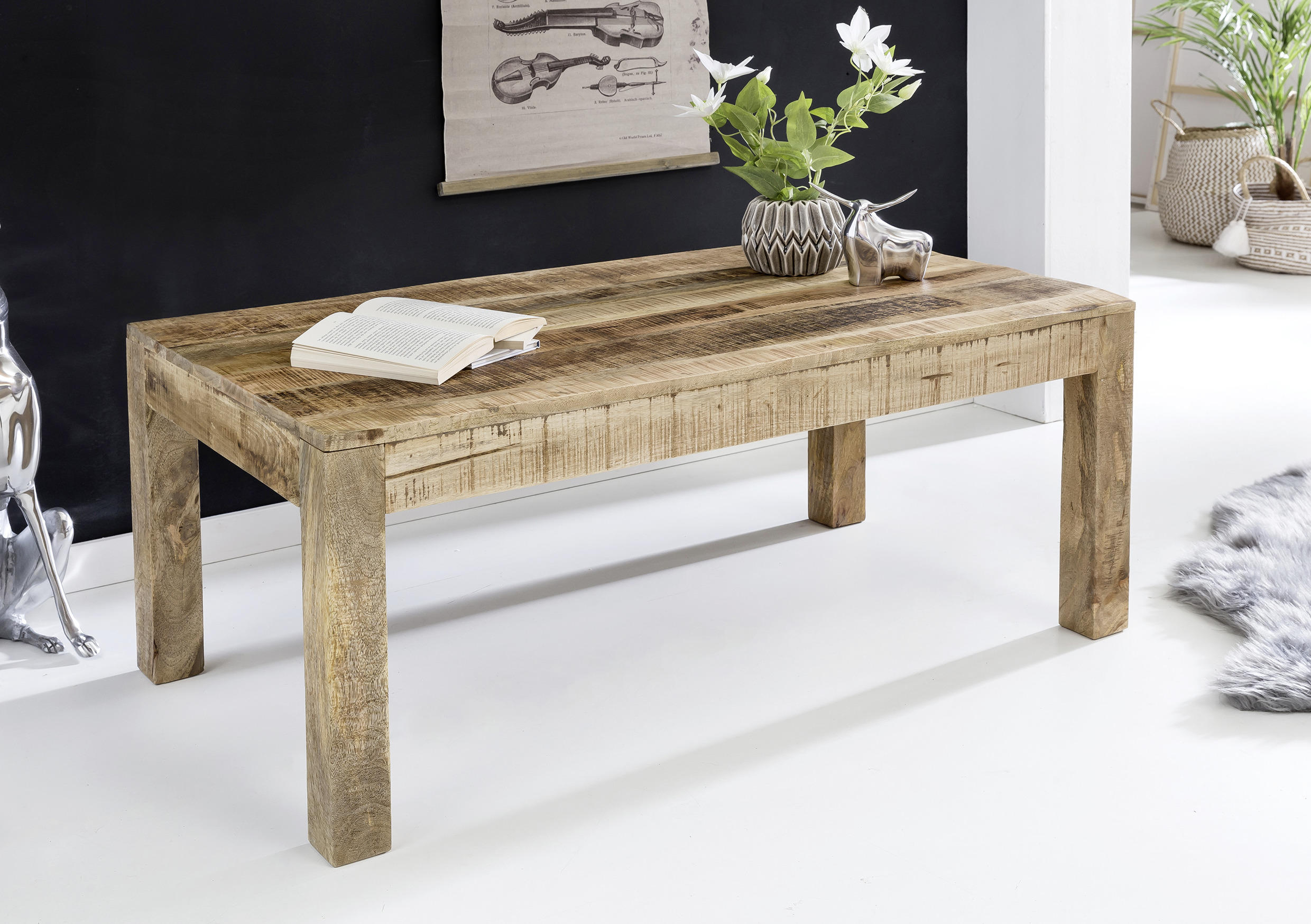 COUCHTISCH Mangoholz massiv 110/60/47 cm rechteckig Braun  - Braun, Design, Holz (110/60/47cm) - MID.YOU