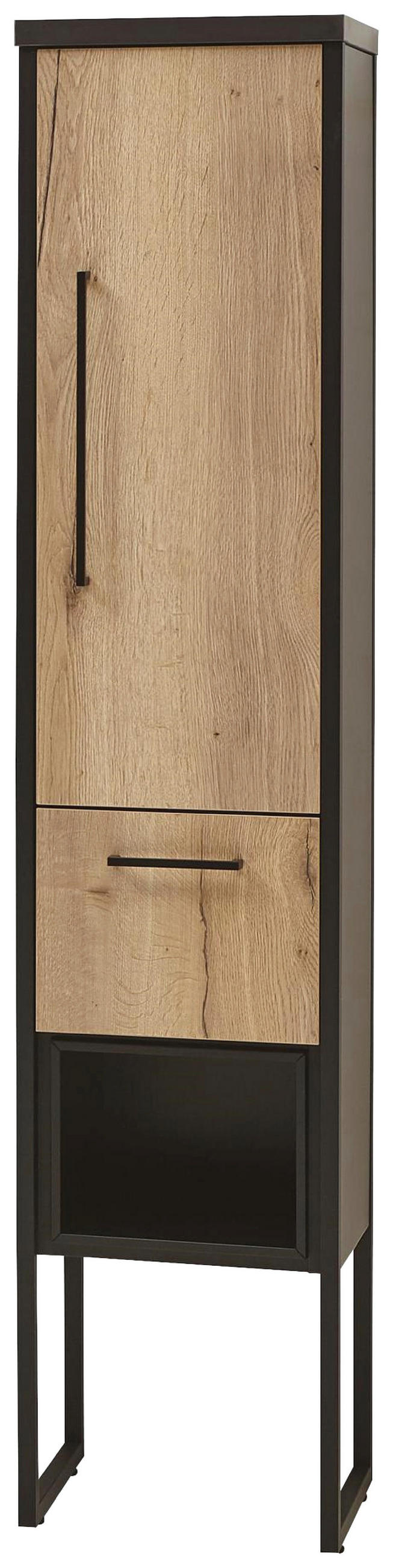 MIDISCHRANK 30/128/30 cm  - Eichefarben/Schwarz, Design, Holzwerkstoff/Metall (30/128/30cm) - Dieter Knoll