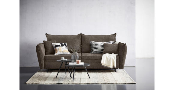 SCHLAFSOFA in Chenille Graubraun  - Graubraun/Schwarz, KONVENTIONELL, Holz/Textil (238/99/108cm) - Carryhome