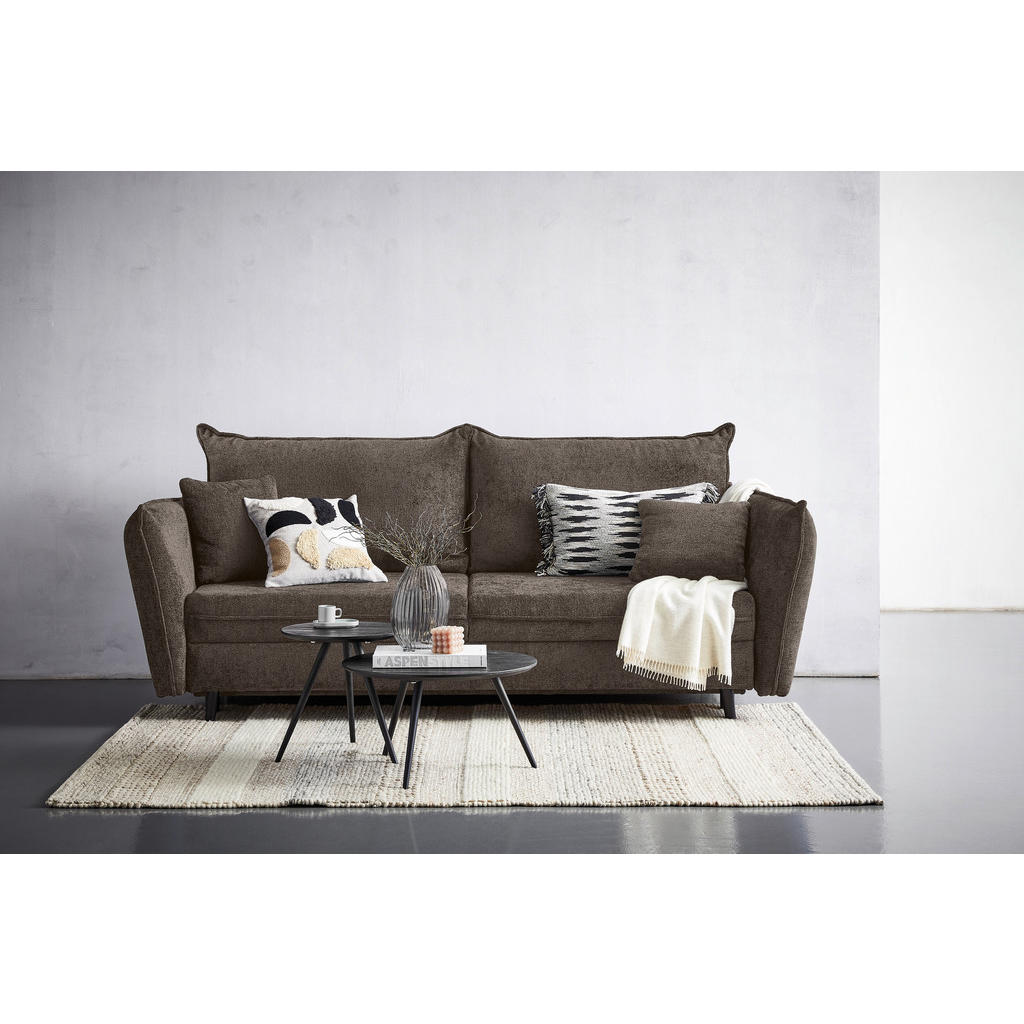 Thumbnail - Carryhome Schlafsofa, Graubraun, Textil, Buche, massiv, 3-Sitzer, Füllung: Silikon,Silikon, 238x99x108 cm, Made in EU, L...