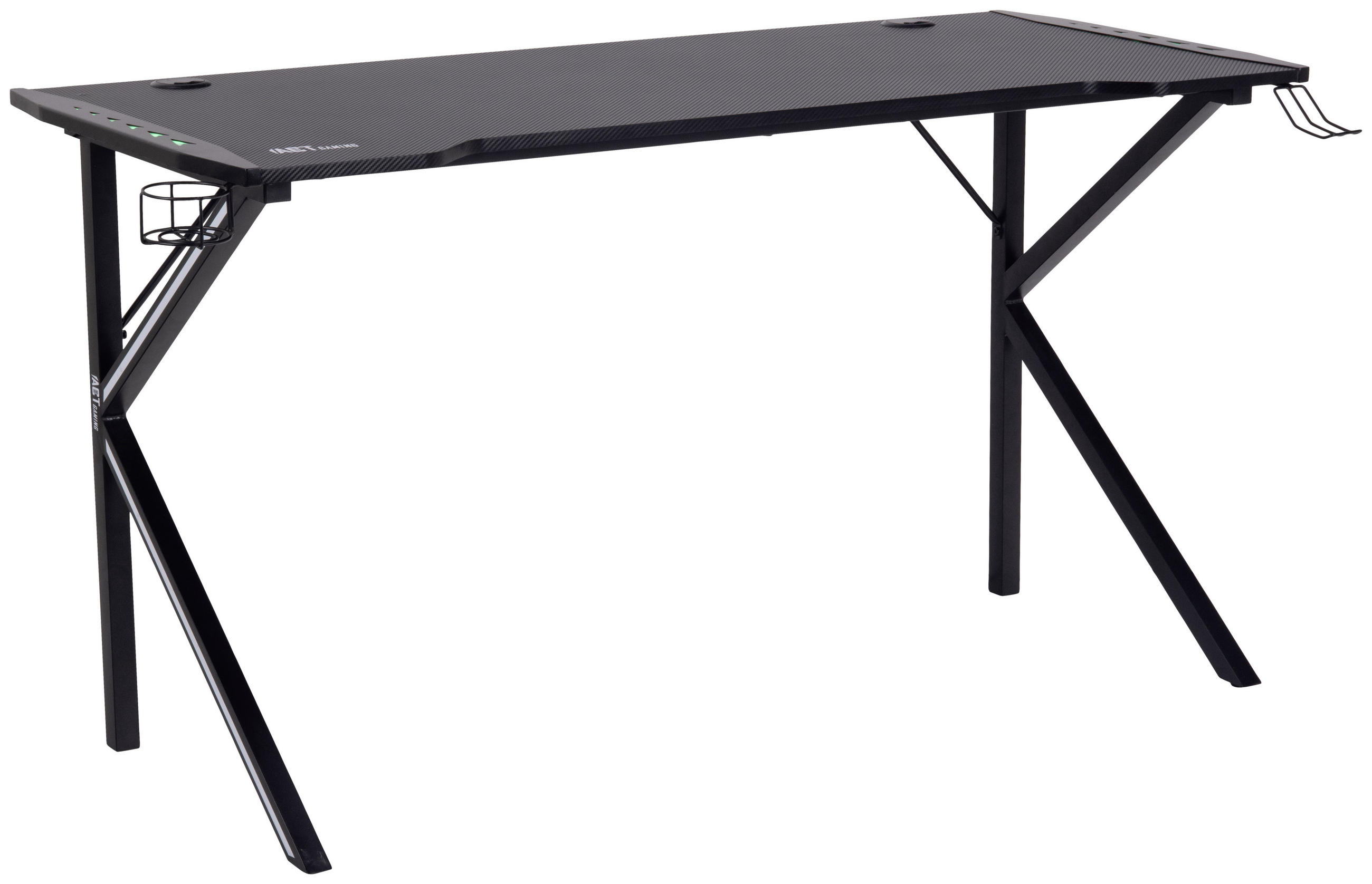 GAMING TISCH Schwarz  - Schwarz, KONVENTIONELL, Metall (140/60/75cm) - MID.YOU