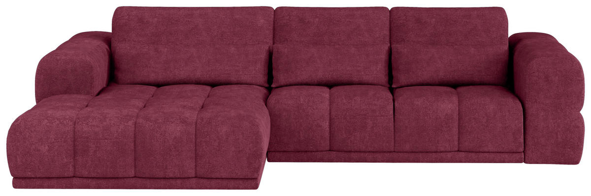 HÖRNSOFFA i chenille mörkröd  - mörkröd/svart, Klassisk, textil/plast (203/290cm) - MID.YOU