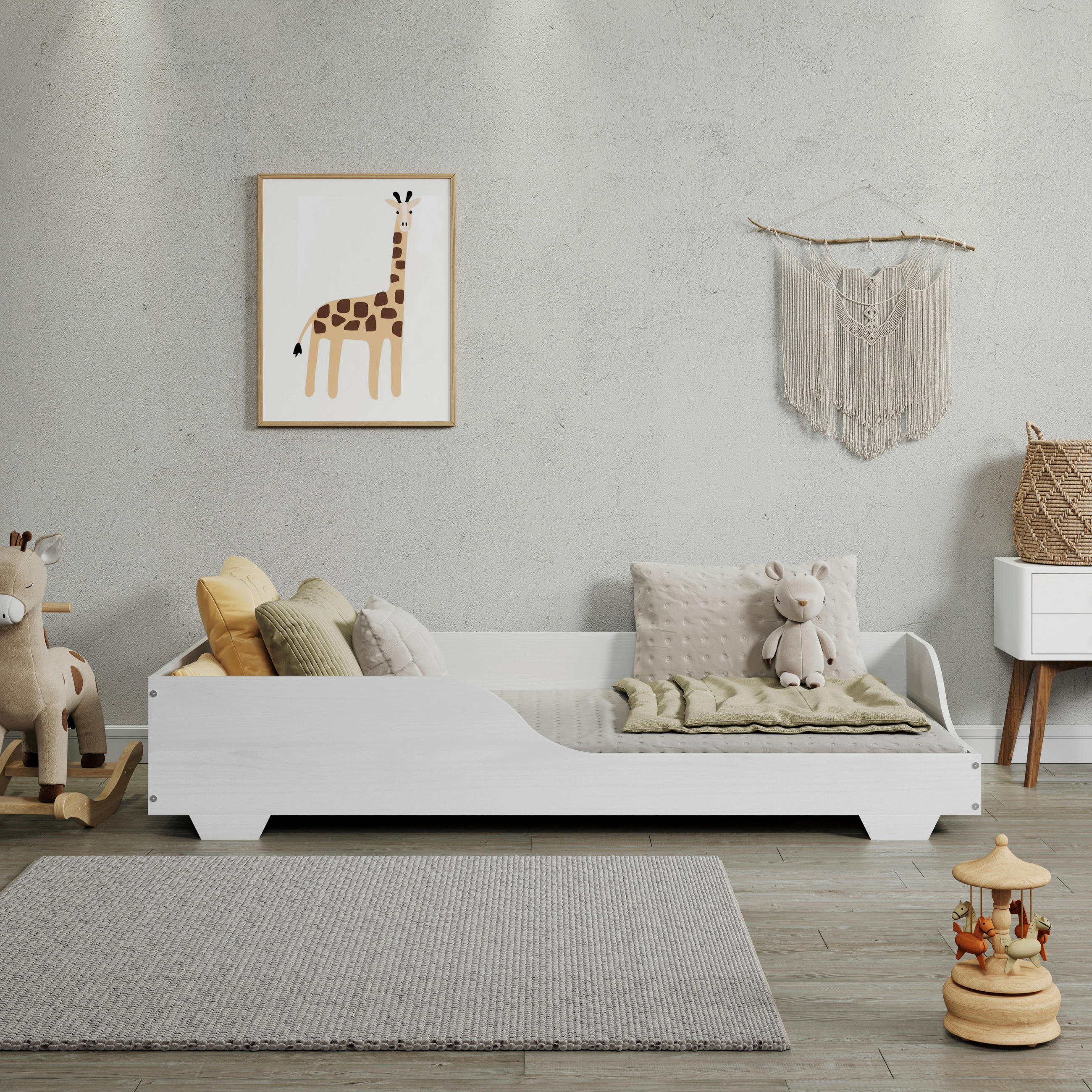 NISKI KREVET bijela - bijela, Moderno, drvni materijal/drvo (90/200cm) - MID.YOU