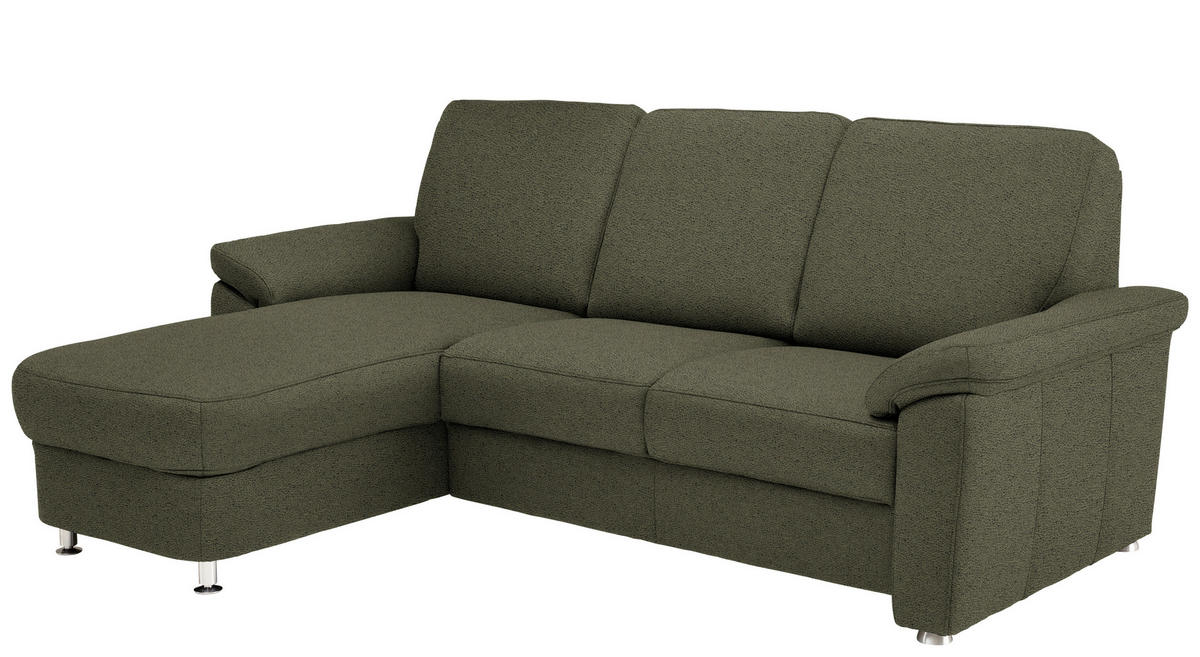 ECKSOFA in Flachgewebe Grün  - Chromfarben/Grün, Konventionell, Textil/Metall (163/250cm) - Beldomo System