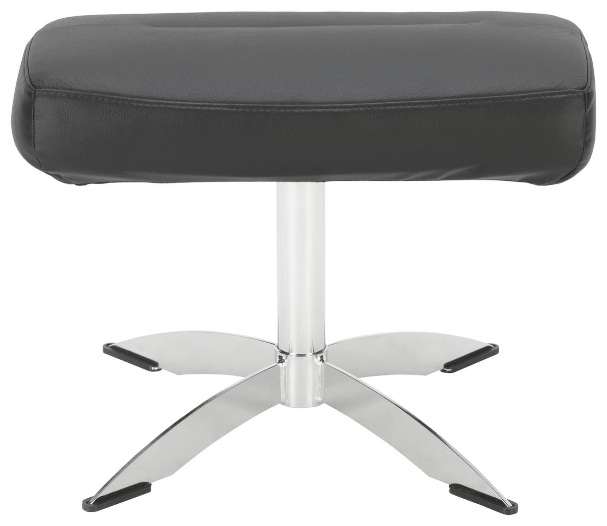 RELAXSESSELSET Lederlook Kombination Echtleder/Lederlook Relaxfunktion, Hocker    - Chromfarben/Schwarz, Design, Leder/Textil (71/105/75cm) - Welnova