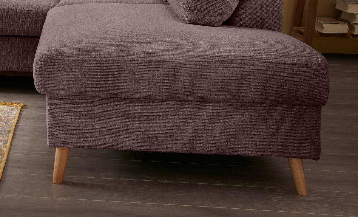 ECKSOFA in Struktur Bordeaux  - Bordeaux/Naturfarben, Konventionell, Holz/Textil (230/200cm) - P & B