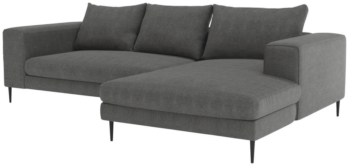 ECKSOFA Struktur Dunkelgrau  - Dunkelgrau/Schwarz, Modern, Textil/Metall (325/170cm) - Trendmanufaktur