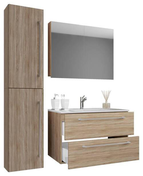 BADEZIMMER 4-teilig  in 113 cm  - Alufarben/Weiß, MODERN, Keramik/Holzwerkstoff (113cm) - MID.YOU