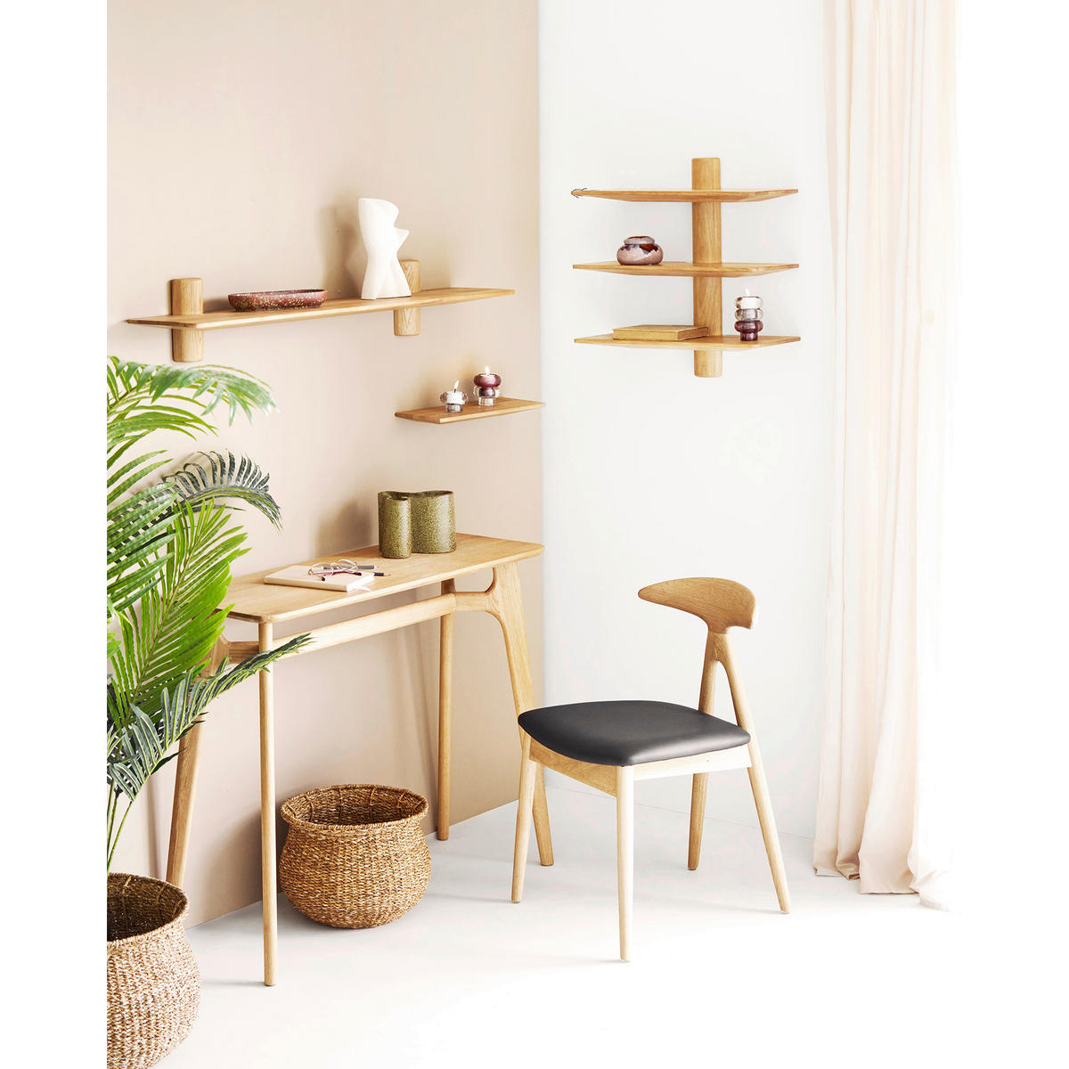 KONSOLENTISCH Eiche massiv Perlmutt  - Perlmutt, Trend, Holz (100/81/35cm) - Boxxx