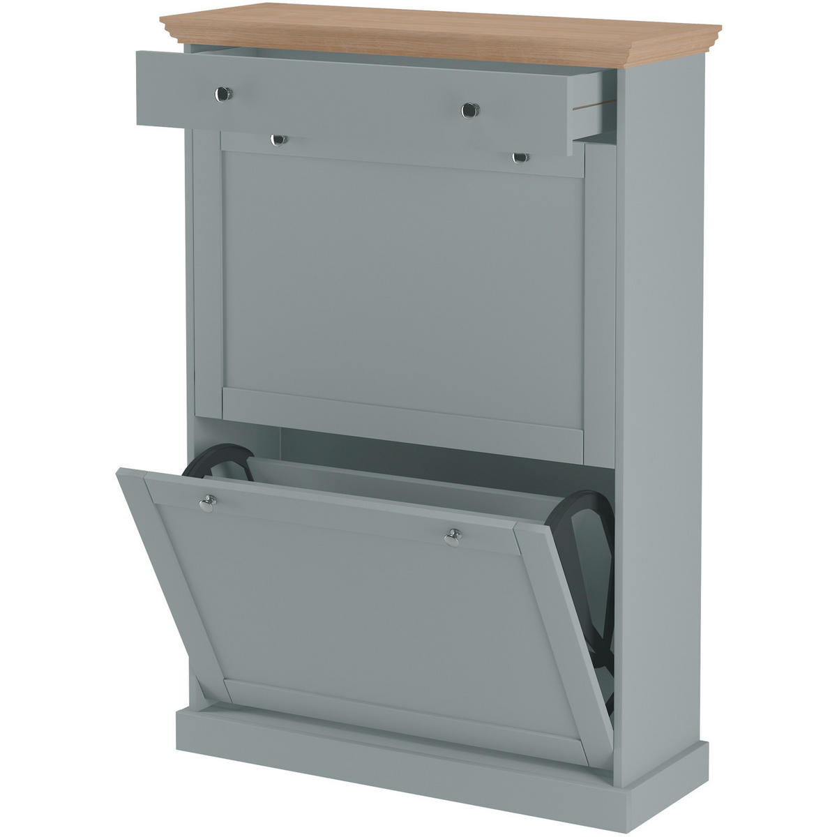 SCHUHKIPPER Binz  in 80/105/30 cm  - Eichefarben/Schwarz, Design, Holzwerkstoff/Metall (80/105/30cm) - MID.YOU