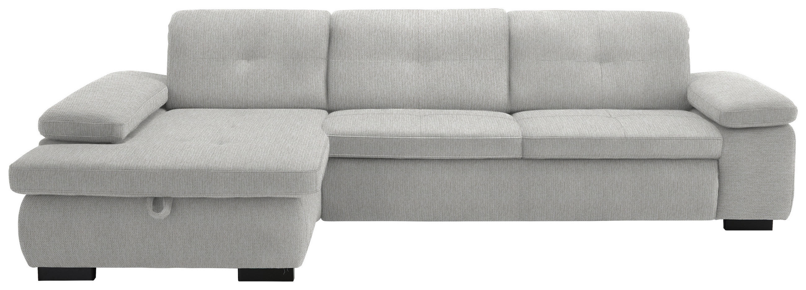 ECKSOFA in Flachgewebe Sandfarben  174/297 cm  - Sandfarben/Schwarz, Design, Textil/Metall (174/297cm) - Beldomo Style