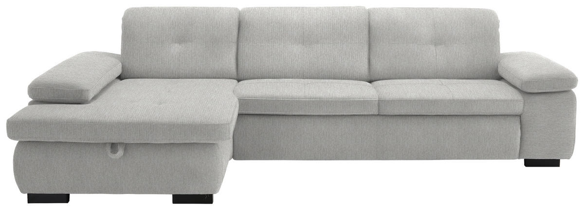 ECKSOFA in Flachgewebe Sandfarben  174/297 cm  - Sandfarben/Schwarz, Design, Textil/Metall (174/297cm) - Beldomo Style