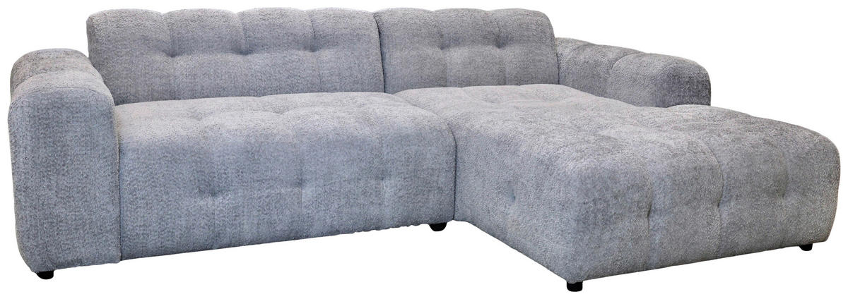 ECKSOFA RUNO Grau Bouclé  - Schwarz/Grau, Design, Kunststoff/Textil (270/175cm) - MID.YOU