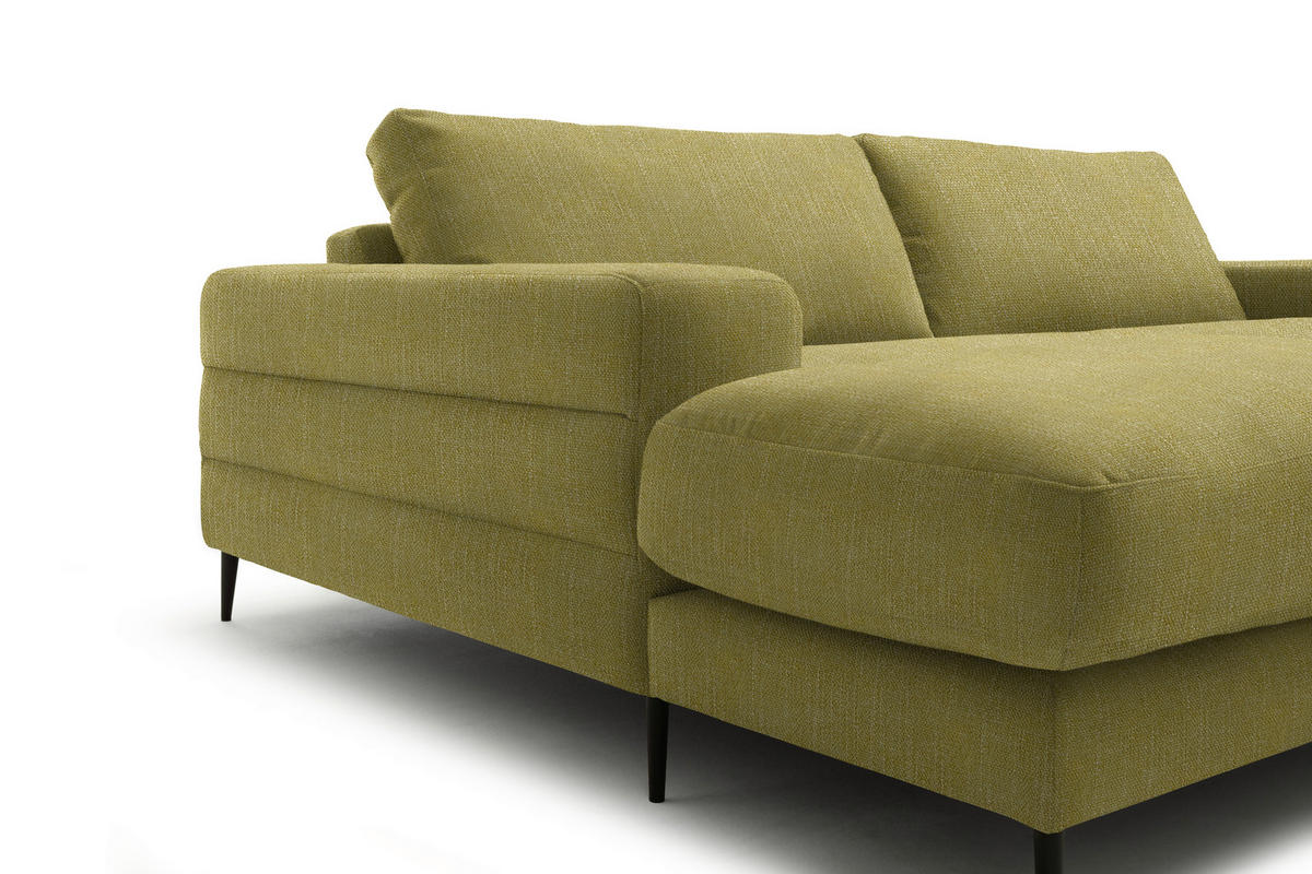 ECKSOFA in Flachgewebe Hellgrün  177/253 cm  - Schwarz/Hellgrün, Design, Textil/Metall (177/253cm) - Dieter Knoll